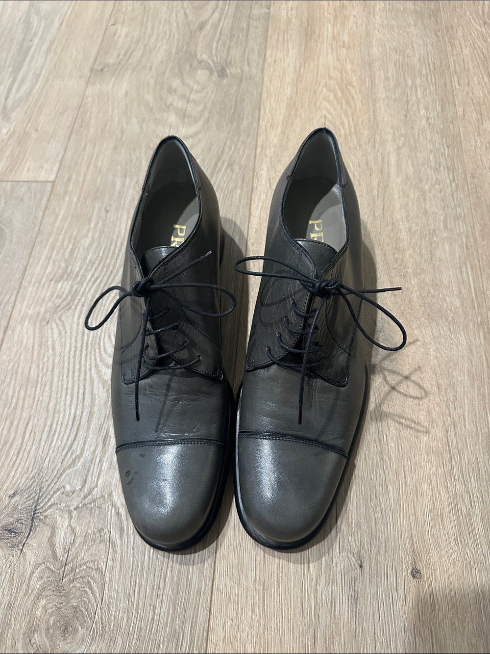 Prada Black Leather Derby Lace-Up Shoes